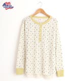 サックス | ワッフル花柄クレリックヘンリーネック長袖Tシャツ | JEMORGAN