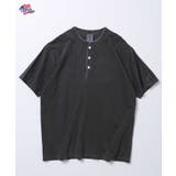 ブラック | 天竺ピグメント加工半袖ヘンリーネックTシャツ | JEMORGAN