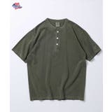 オリーブ | 天竺ピグメント加工半袖ヘンリーネックTシャツ | JEMORGAN