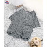 グレー | ワッフル花柄ピグメント染めハーフスリーブTシャツ | JEMORGAN