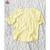 イエロー | ワッフル花柄ピグメント染めハーフスリーブTシャツ | JEMORGAN