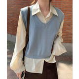 ブルー | ルーズショートニットベスト | Jewelobe