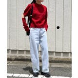 レッド | アームウォーマー付きクルーネック半袖ニットトップス | Jewelobe