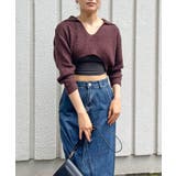 ブラウン | ポロカラーUネック変形ショートプルオーバー | Jewelobe