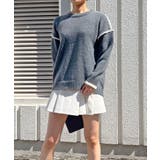 グレー | バイカラーニットプルオーバー | Jewelobe