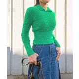 グリーン | 衿付きシャギーニットプルオーバー | Jewelobe