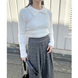 ホワイト | 衿付きシャギーニットプルオーバー | Jewelobe