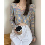 ピンク | ミックスヤーンクロップドニットプルオーバー | Jewelobe