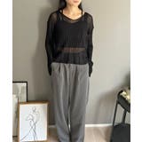 Vネック透かし編みルーズニットプルオーバー | Jewelobe | 詳細画像24 