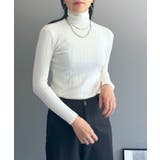 ホワイト | ワイドリブタイトタートルニットトップス | Jewelobe