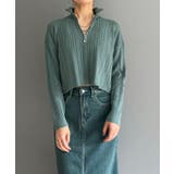 ナローケーブルハーフジップニットトップス | Jewelobe | 詳細画像10 