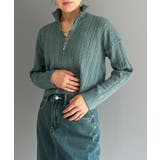 ナローケーブルハーフジップニットトップス | Jewelobe | 詳細画像11 