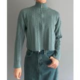 ナローケーブルハーフジップニットトップス | Jewelobe | 詳細画像13 