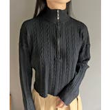 ナローケーブルハーフジップニットトップス | Jewelobe | 詳細画像23 