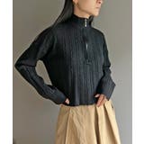 ブラック | ナローケーブルハーフジップニットトップス | Jewelobe