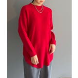 レッド | モヘアライクカーブヘムオーバーニット | Jewelobe