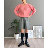 ワッフル編みVネックルーズニット | Jewelobe | 詳細画像15 