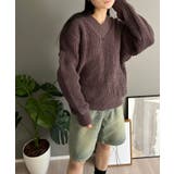 ワッフル編みVネックルーズニット | Jewelobe | 詳細画像25 