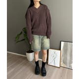 ワッフル編みVネックルーズニット | Jewelobe | 詳細画像32 