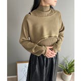 カーキ | ショートボレロ×ハイネックノースリニット アンサンブル | Jewelobe