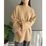 ベージュ | ロールアップスリーブオーバーミドルニット | Jewelobe