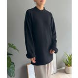 ブラック | ロールアップスリーブオーバーミドルニット | Jewelobe