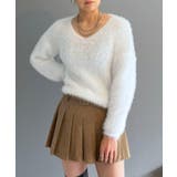 ホワイト | シャロ―Vネックシャギーニットプルオーバー | Jewelobe