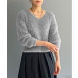 グレー | シャロ―Vネックシャギーニットプルオーバー | Jewelobe