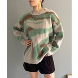 グリーン | ニュアンスジャガードモヘアライクオーバーニット | Jewelobe