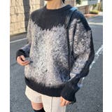 グレー | モヘアタッチグラデーションモザイクージャガードニット | Jewelobe