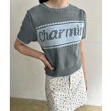 グレー | Charmingロゴ配色ショートニット | Jewelobe