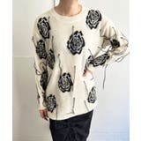 オフホワイト | ローズジャガードポイントフリンジルーズニット | Jewelobe