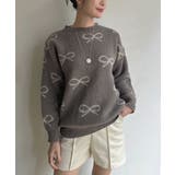 グレー | リボンジャガードニットプルオーバー | Jewelobe