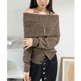 ワイドオフショルミックス編みニットトップス | Jewelobe | 詳細画像1 