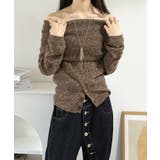 ワイドオフショルミックス編みニットトップス | Jewelobe | 詳細画像2 