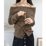 ワイドオフショルミックス編みニットトップス | Jewelobe | 詳細画像3 