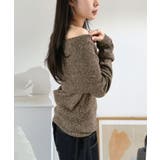 ワイドオフショルミックス編みニットトップス | Jewelobe | 詳細画像7 