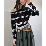 アシンメトリーボーダータイトニットトップス | Jewelobe | 詳細画像11 