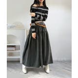 アシンメトリーボーダータイトニットトップス | Jewelobe | 詳細画像14 