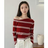 アシンメトリーボーダータイトニットトップス | Jewelobe | 詳細画像20 