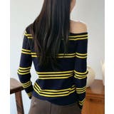 アシンメトリーボーダータイトニットトップス | Jewelobe | 詳細画像6 