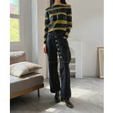 アシンメトリーボーダータイトニットトップス | Jewelobe | 詳細画像7 