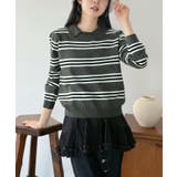 グレー | カラードッキングマルチボーダーニット | Jewelobe