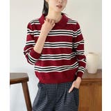 レッド | カラードッキングマルチボーダーニット | Jewelobe