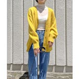 イエロー | 無地ジャガードオーバーカーディガン | Jewelobe
