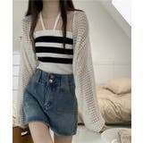 オフホワイト | 透かし編みショートニットボレロ | Jewelobe