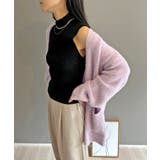 パープル | シャギーミディニットカーディガン | Jewelobe