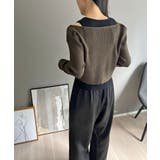 フロントホックカーディガン×クルータンクトップ ツートンアンサンブル | Jewelobe | 詳細画像5 