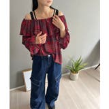 ラッフルカラー2wayチェックブラウス | Jewelobe | 詳細画像4 