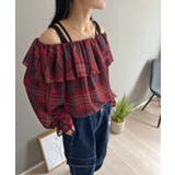 ラッフルカラー2wayチェックブラウス | Jewelobe | 詳細画像5 